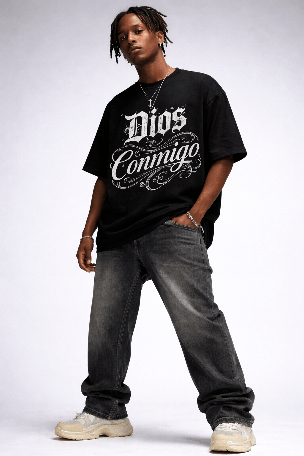 DIOS CONMIGO Oversized T-Shirt Unisex Streetwear - KE CHINGON