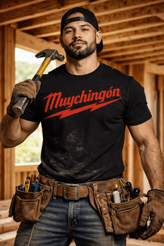 KE CHINGÓN APPAREL Muychingón Construction T-Shirt Unisex Crewneck Short Sleeve Casual Streetwear Tee for Men Women - KE CHINGON