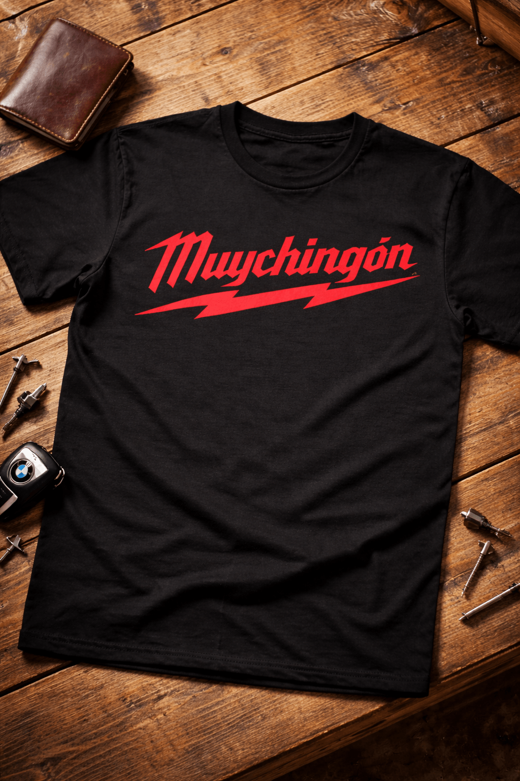 KE CHINGÓN APPAREL Muychingón Construction T-Shirt Unisex Crewneck Short Sleeve Casual Streetwear Tee for Men Women - KE CHINGON